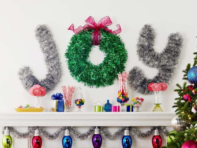 Metallic "JOY" Letters Sparkle Bright